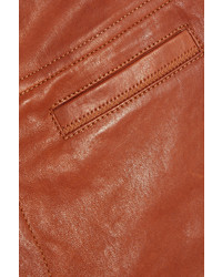 Isabel Marant Covida Cropped Leather Slim Leg Pants Brown