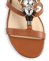 Jimmy Choo Nano Jeweled Leather Flat Sandals
