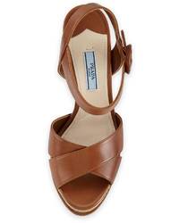 Prada Patent Leather Crisscross Sandal