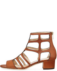 Jimmy Choo Ren Leather Caged 35mm Sandal Canyon Brown