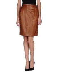 Tobacco Leather Skirt