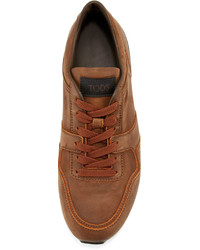 Tod's Burnished Nubuck Trainer Sneaker Brown