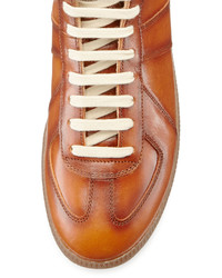Maison Margiela Replica Leather Mid Top Sneakers Brown