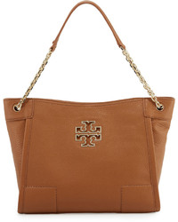 Tory Burch Britten Small Leather Tote Bag Bark