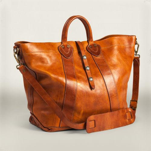 distressed leather tote