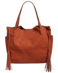 Faux Leather Tote With Tassels