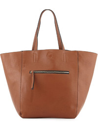 Neiman Marcus Hip Zip Faux Leather Tote Bag Earth