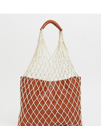 Reclaimed Vintage Inspired Net Shopper With Pu Inner And Handle