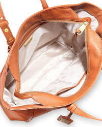Badgley Mischka Linda Soft Pebble Leather Tote Bag Cognac