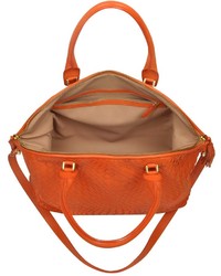 Forzieri Orange Woven Leather Bowler Bag