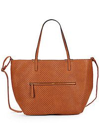 Saks Fifth Avenue Perforated Faux Leather Tote Crossbody Set
