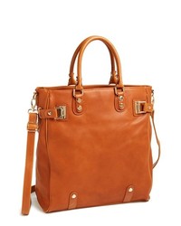 Street Level Faux Leather Tote Cognac One Size
