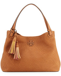 Tory Burch Thea Woven Leather Tote Bag Peanut