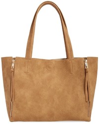 Zip Detail Faux Leather Tote