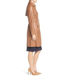 BOSS Sozza Single Breasted Leather Trench Coat