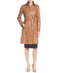 BOSS Sozza Single Breasted Leather Trench Coat