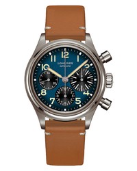 Longines Aviation Bigeye Automatic Chronograph Leather Watch