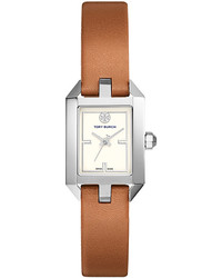 Tory Burch Dalloway Leather Strap Watch Brown