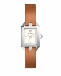 Tory Burch Dalloway Leather Strap Watch Brown