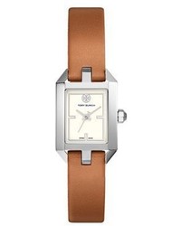 Tory Burch Dalloway Silvertone Stainless Steel And Leather Strap Watch