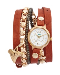 La MER COLLECTIONS Del Mar Leather Chain Wrap Watch