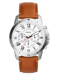 Fossil Grant Sport Chronograph Leather Strap Watch 44mm