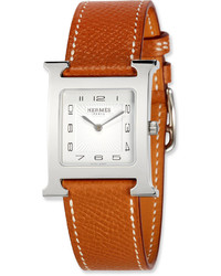 Hermes Heure H Stainless Steel Leather Strap