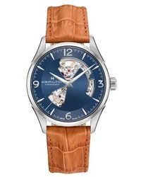 Hamilton Jazzmaster Open Heart Automatic Leather Strap Watch 42mm