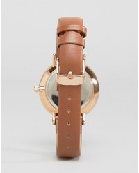 Asos Premium Rose Gold Brown Leather Watch