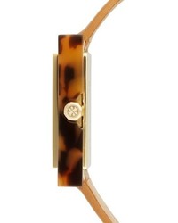 Tory Burch Sedgwick Square Leather Strap Watch 33mm X 33mm