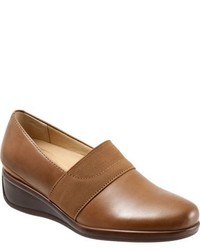 Tobacco Leather Wedge Pumps