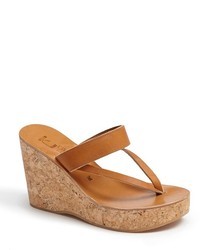 Tobacco Leather Wedge Sandals