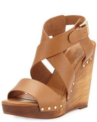 Joie Cecilia Leather Wedge Sandal Cuoio