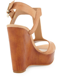 Vince Camuto Mathis Leather Wedge Sandal Almond Toast