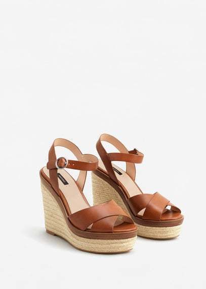 Mango Wedge Criss Cross Sandals, $39 | Mango | Lookastic