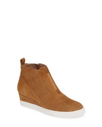Tobacco Leather Wedge Sneakers