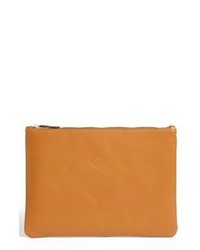Tobacco Leather Zip Pouch