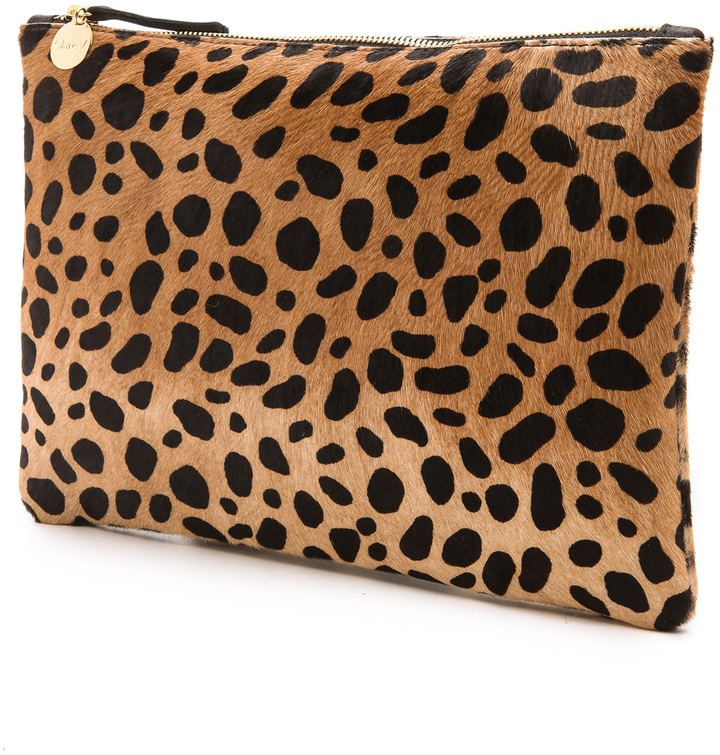 Clare V. Flat Clutch in Leopard Hair