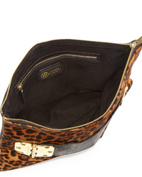 Hayden Harnett Bowdoin Calf Hair Clutch Bag Leopardblack