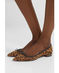 Christian Louboutin Hall Spiked Leopard Print Suede Point Toe Flats