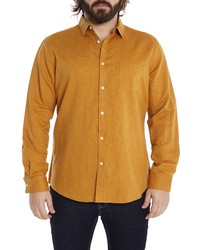 Johnny Bigg Serge Melange Cotton Linen Button Up Shirt In Gold At Nordstrom