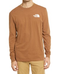 The North Face Long Sleeve Box Logo Tee In Pinecone Brown At Nordstrom