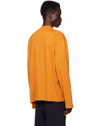 Dries Van Noten Yellow Mock Neck Long Sleeve T Shirt