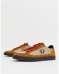 Fred Perry Deuce Hike Poly Suede Mix Trainers In Ginger