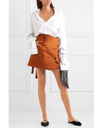 Proenza Schouler Cotton Twill Wrap Mini Skirt Brown