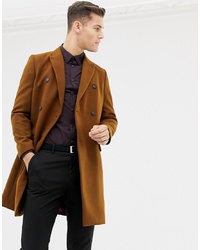 Burton Menswear Double Breasted Coat In Brown