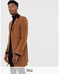 Gianni Feraud Tall Premium Wool Blend Single Breasted Classic Overcoat With Velvet Collar
