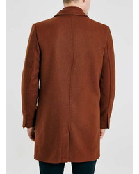 Topman Rust Wool Blend Overcoat