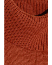 Joseph Oversized Wool Turtleneck Sweater Brown