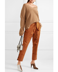 Proenza Schouler Belted Cotton Twill Pants Brown
